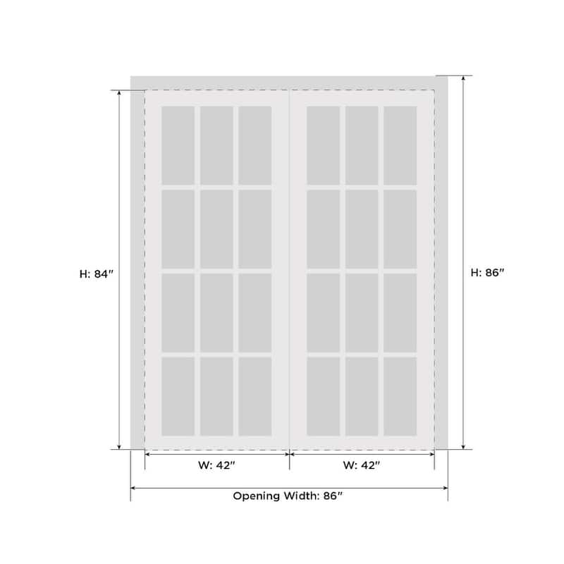 Interior Solid French Double Doors / Mela 0733 Painted White / Wood Interior Solid Panel Frame / Closet Bedroom Modern Doors