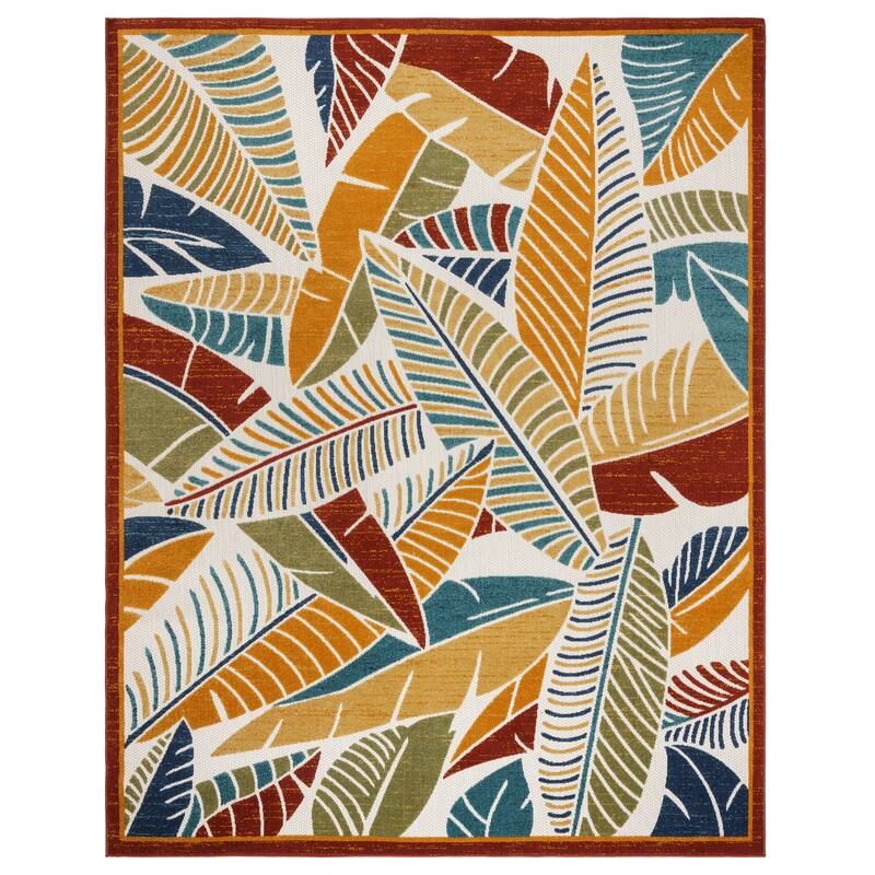 Gertmenian Kalari Modern Bold Multicolored High-Low UV Protected Polypropylene Woven Indoor/ Outdoor Area Rug Collection
