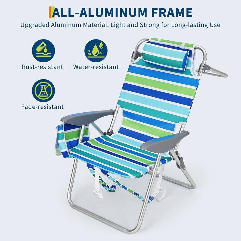 2 PCS Portable Folding Backpack Beach Chair for Travel, Camping, and Beach - N/A