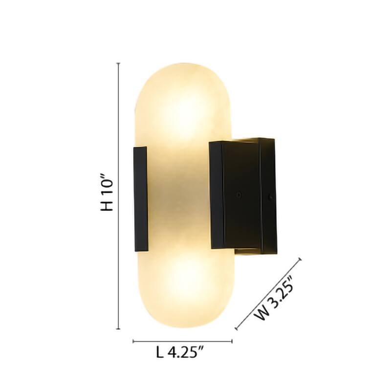 Traditional 2-Light Satin Black LED Alabaster Wall Sconce