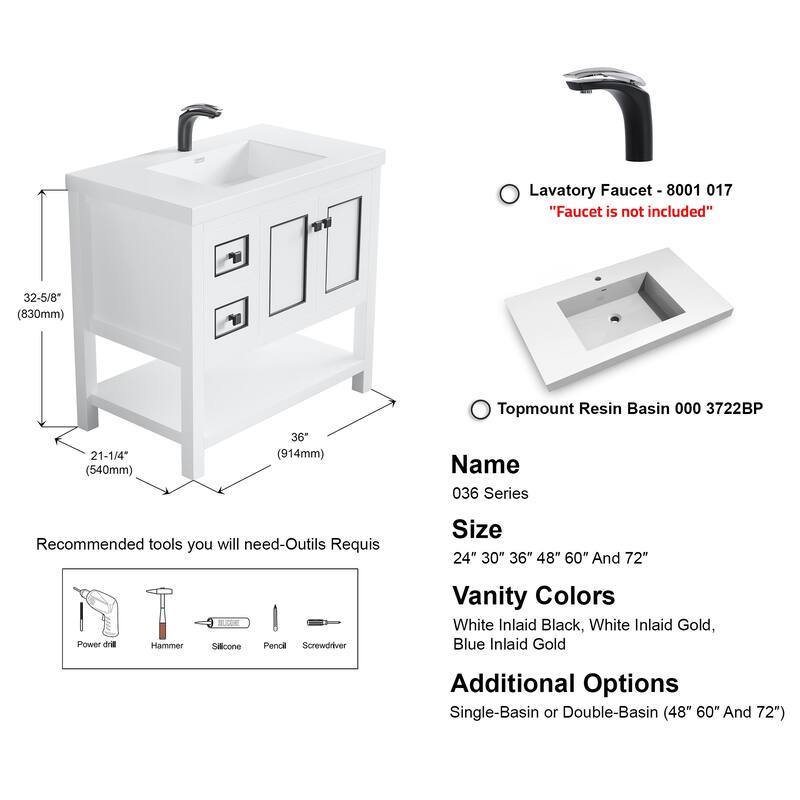 Davis 36" Single Bathroom Vanity Set