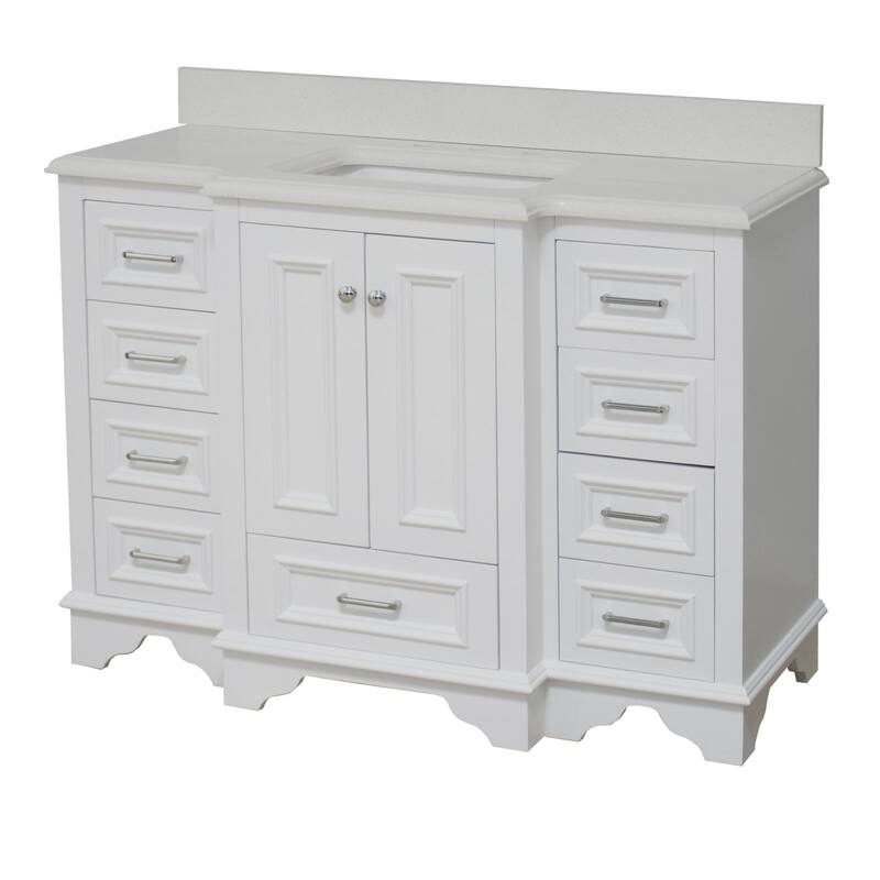 KitchenBathCollection Nantucket 48" Bathroom Vanity with Quartz Top