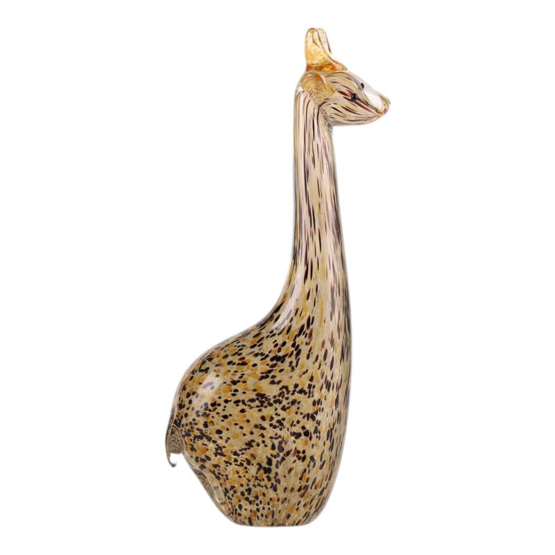 Handcrafted Glass Giraffe Sculpture with Sleek Modern Design - 5" x 3" x 12"