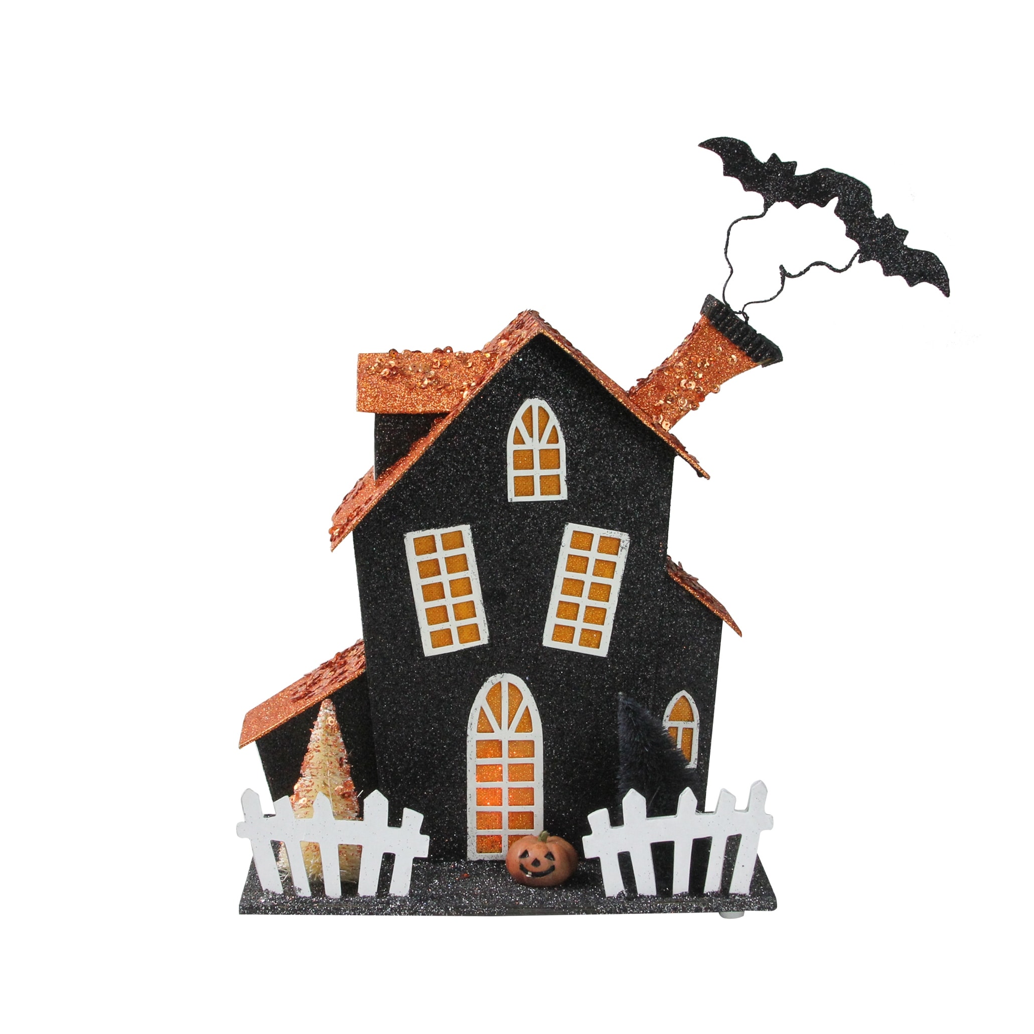 Shop 9 5 Black And White Led Lighted Glitter Drenched Halloween
