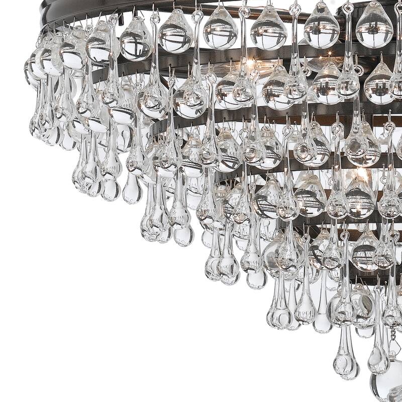 Calypso 8 Light Crystal Teardrop Bronze Chandelier - 25'' W x 27'' H