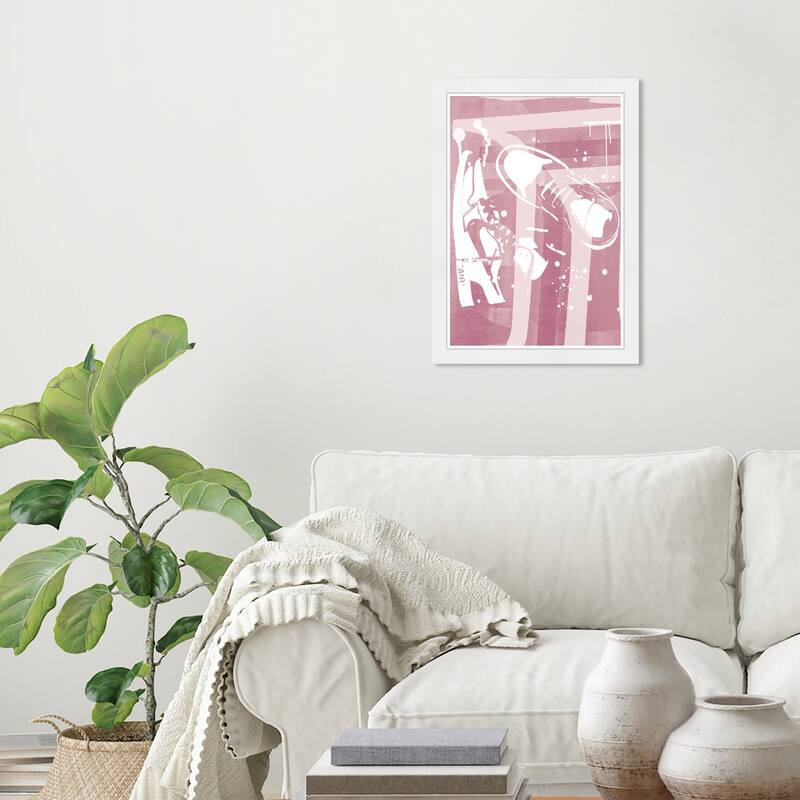 Wynwood Studio Prints Fashion and Glam 40503 Pink Sneaker Abstract Pink and Modern & Contemporary Wall Art Canvas Print - White