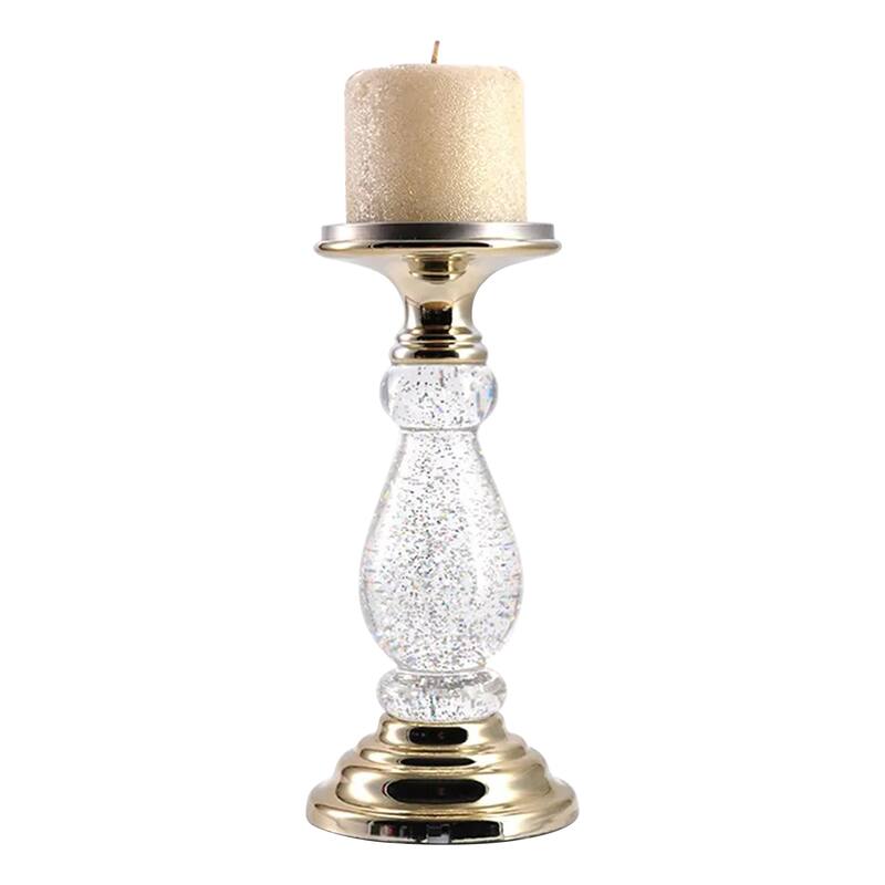 Swirling Glitter LED light-up pedestal candle holder with On/Off switch.(Set of 2)