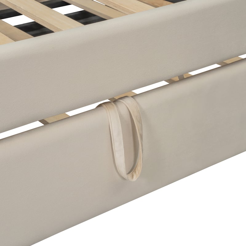 Velvet Upholstered Twin Daybed with Trundle, Storage Shelves & USB Charging (Beige)