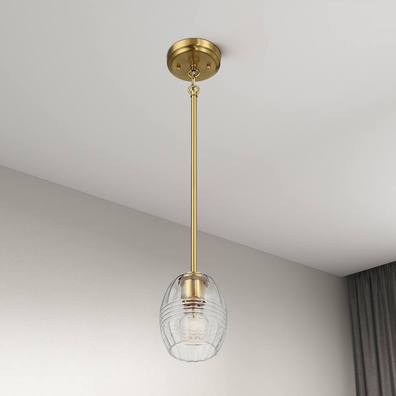 Visa Single Pendant Hanging Light with Clear Glass Shade - Gold