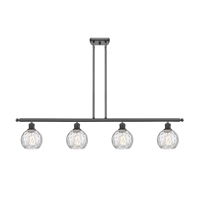 Innovations Lighting Athens Water Glass - 4 Light 46" Stem Hung Island Light - Clear Water Glass/Matte Black