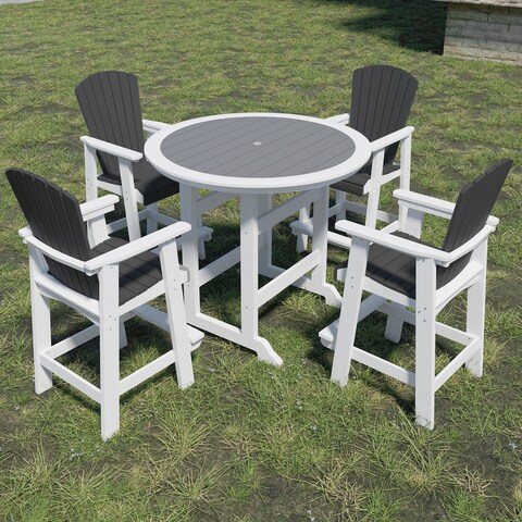 Outdoor Patio Recycled Plastic Round Dining Table Bar Table - N/A