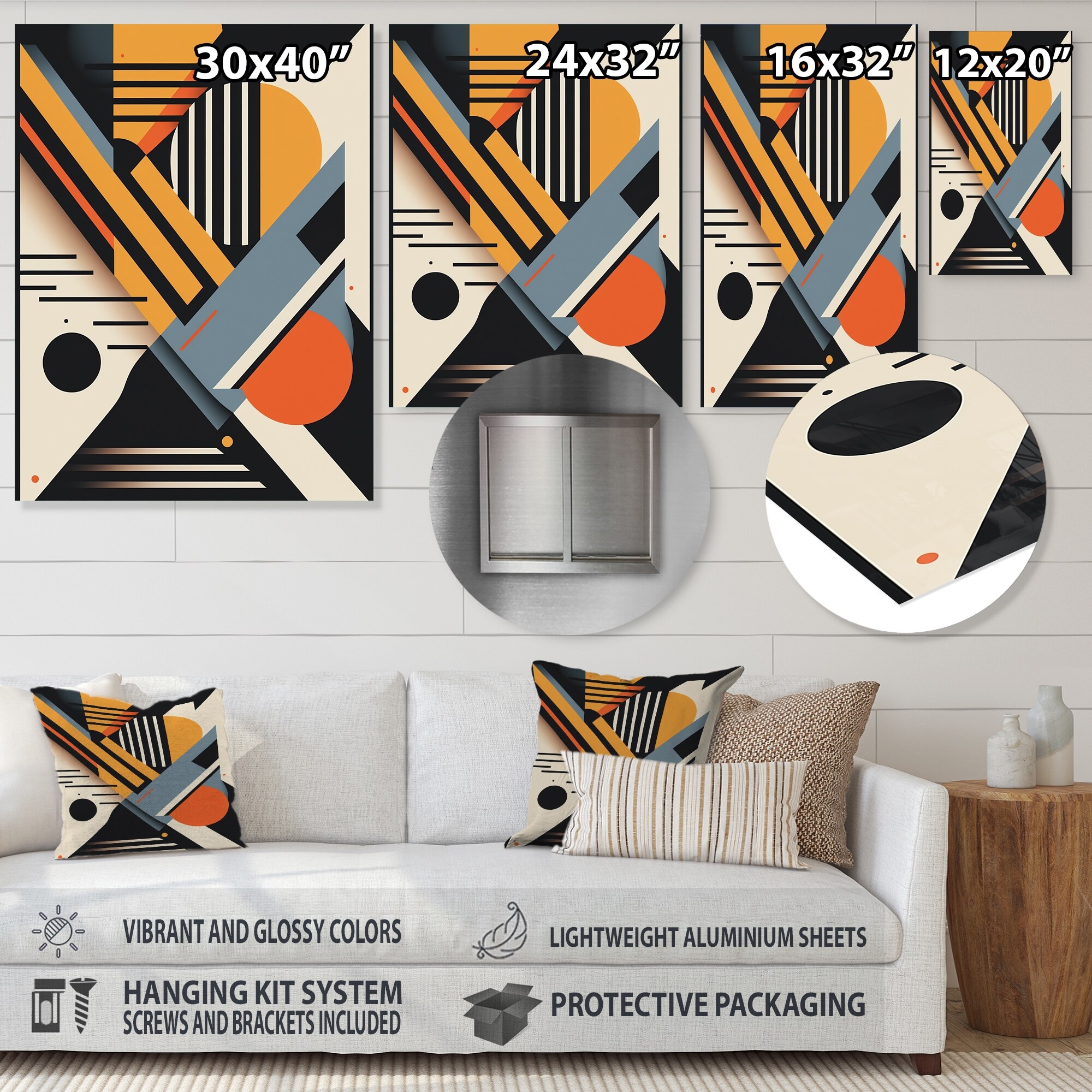 Designart 'Graphic Retro Compositions I' Modern Geometric Metal