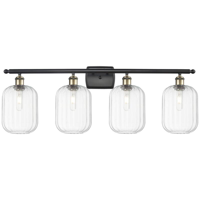 Innovations Lighting Endless Possibilities Ballston - Preston - 4 Light 37" Jar Shade Bath Vanity Light - Clear/Black Antique Brass