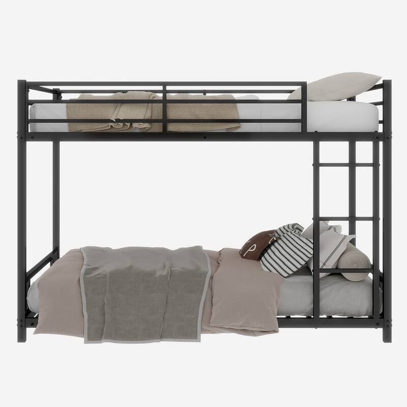 Metal Twin over Twin Bunk Bed/ Heavy-duty Sturdy Metal/ Noise Reduced/ Safety Guardrail/No Box Spring Needed
