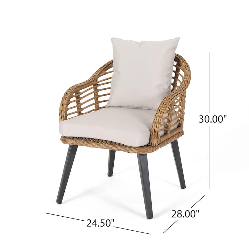 Tatiana Outdoor Wicker Club Chairs with Cushions (Set of 2) by Christopher Knight Home