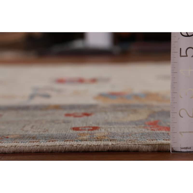Hand Knotted Oriental 100% Wool Carpet Transitional All-Over Beige & Ivories Oushak Area Rug - 9' 11'' X 8' 2''