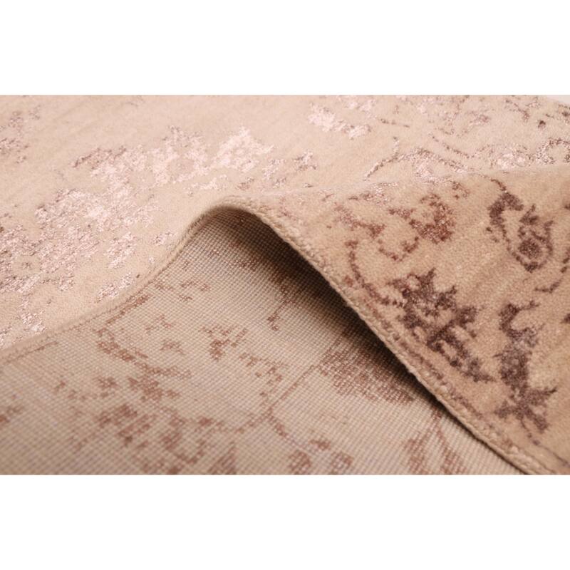 ECARPETGALLERY Hand-knotted Heritage Tan Silk, Wool Rug - 2'6 x 16'2