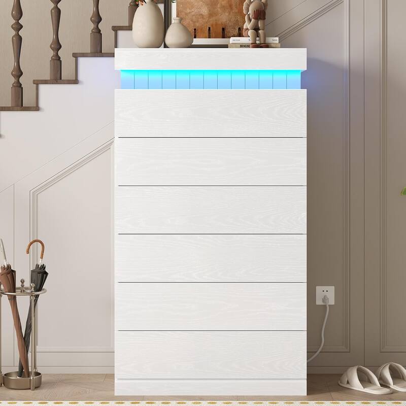 Bedroom Dresser Drawers with LED Light Power Outlet Chest of Drawer