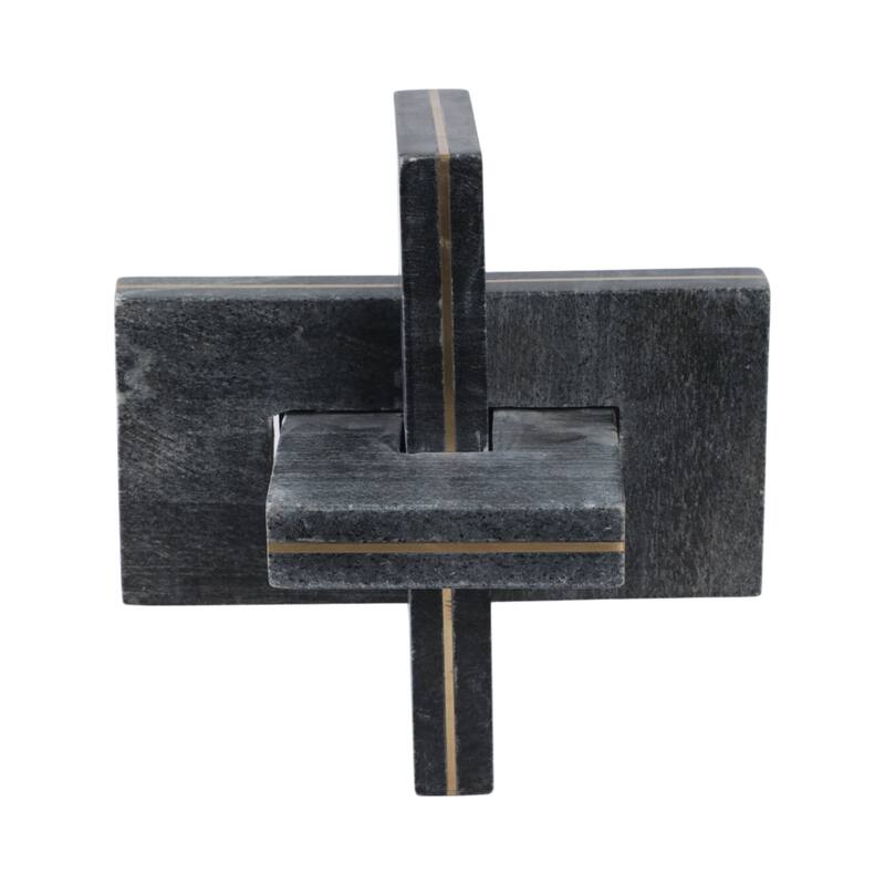 Stone Metal Decorative Object Interlocking Modern Geometric Structure