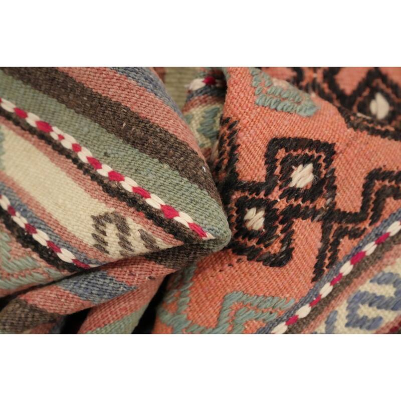 Hand Woven Oriental 100% Wool Carpet Southwestern Tribal Multi-Colored Kilim Area Rug - 8' 7'' X 5' 3''