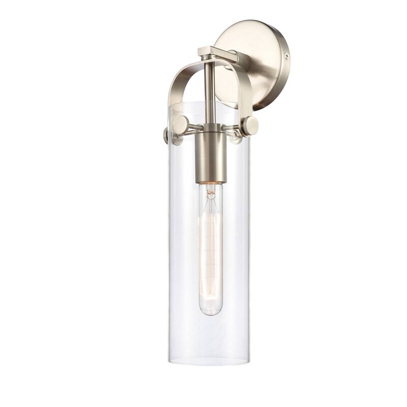 Innovations Lighting Pilaster - 1 Light 4" Wall-Mounted Sconce - Clear/Satin Nickel