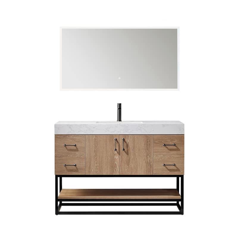 Miseno MV789048B Alistair 48" Free Standing Single Basin Vanity Set - North American Oak - Oak Finish