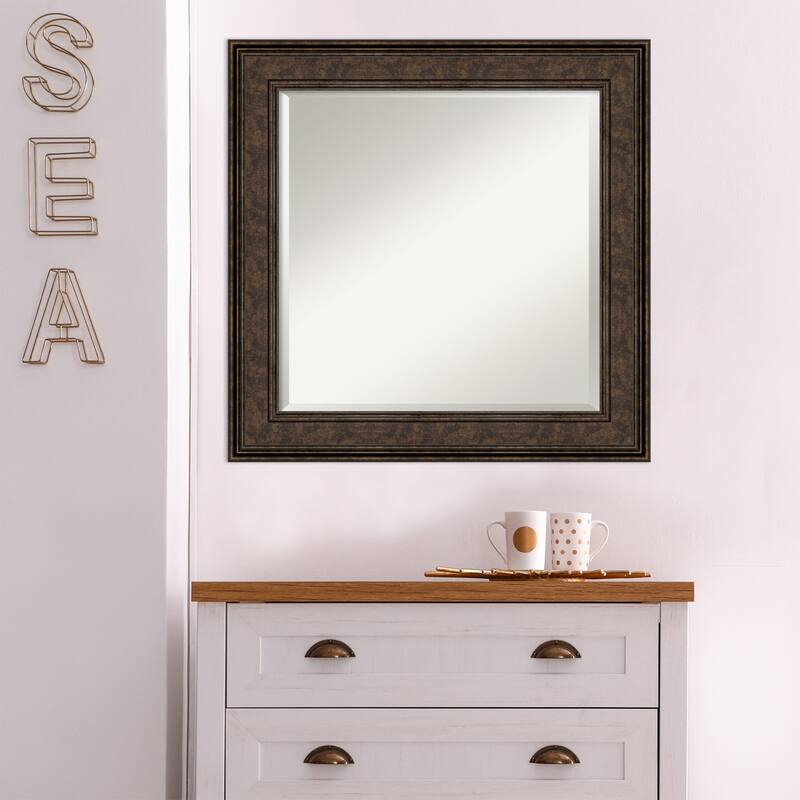 Beveled Bathroom Wall Mirror - Ridge Bronze Frame