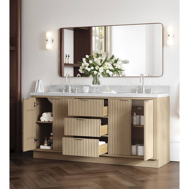 Ariel P73DCWOVO Milan 73" Free Standing Double Oval Basin Vanity Set