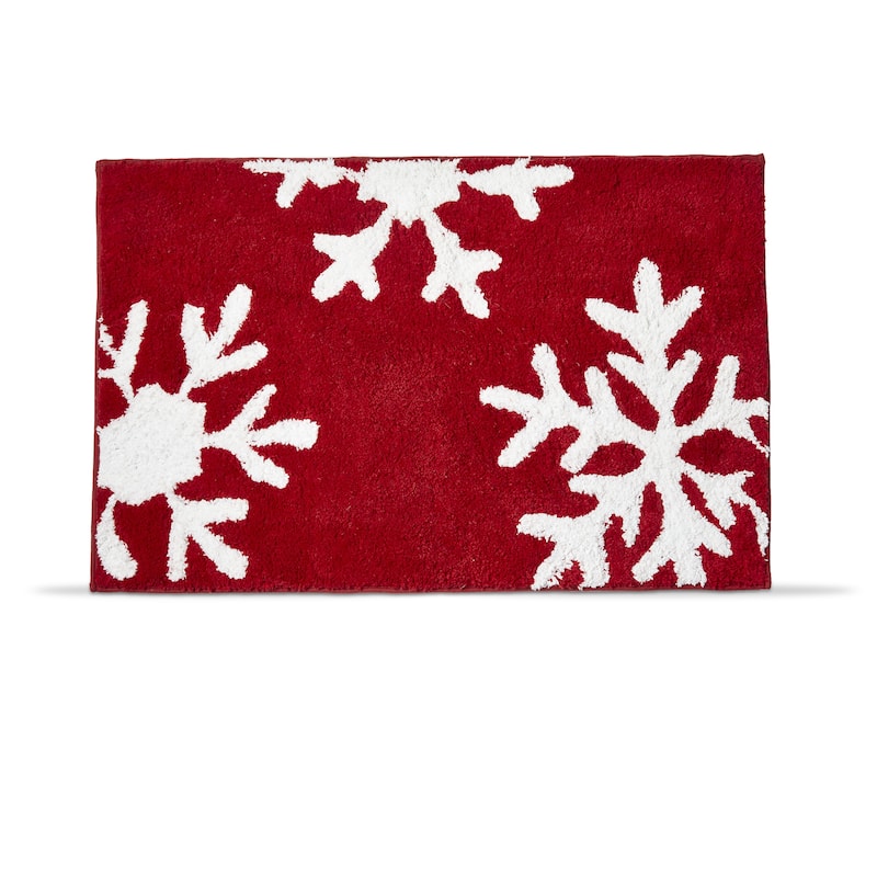 1'9" x 2'10" Red Snowflake 21' x 24' Cotton Christmas Indoor Floor Rug
