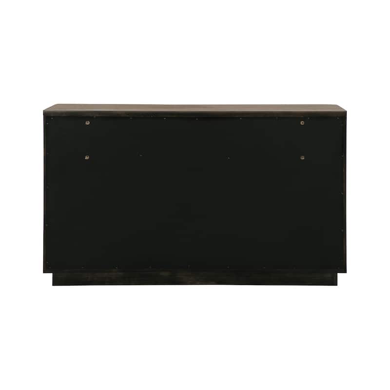 6 Drawers Wooden Dresser with Vertical Pulls in Ash Brown