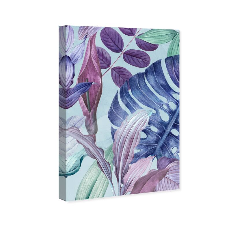 Wynwood Studio Canvas Floral and Botanical Blue Monsterra Blue and Traditional Wall Art Canvas Print - Blue, Purple