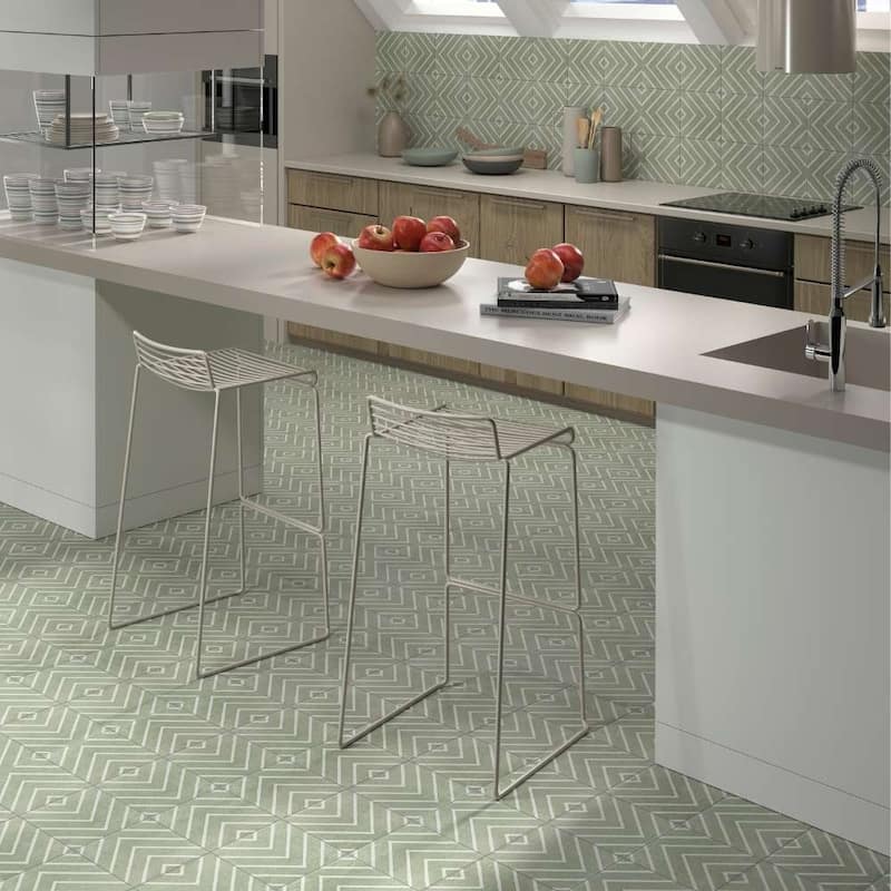 Verity Woven 8x8 Matte Porcelain Encaustic Tile - Floor, Wall, Backsplash