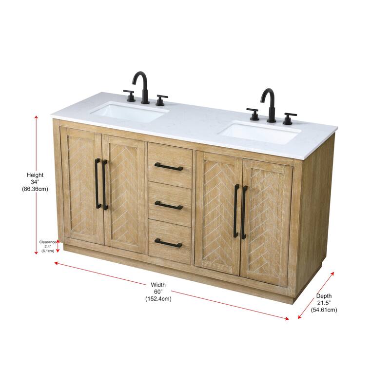 Elegant Lighting VF29060D Chase 60" Free Standing Double Basin Vanity