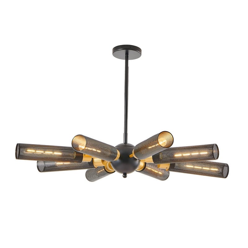 34" Contemporary Sputnik Chandelier - 8-Light with Wire Mesh Shades, Adjustable Hanging Fixture(No Bulbs).