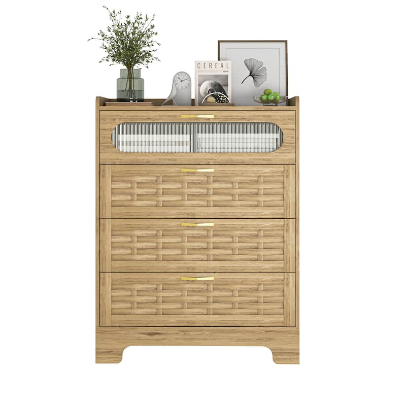 Wood 4 Drawer Dresser,Large Double Dresser with Wide Drawers, Modern Chest of Drawers,Storage Organizer Dresser,Nursery Dresser