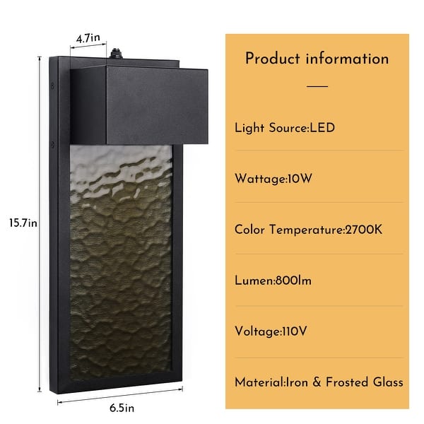 2 Pack Black Modern Integrated LED Outdoor Wall Light Lantern Sconce - 2 Pack