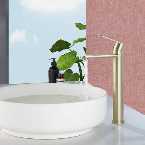 Single Hole Bathroom Sink Faucet in Golden Brushed - 17.3*7.7*2.4