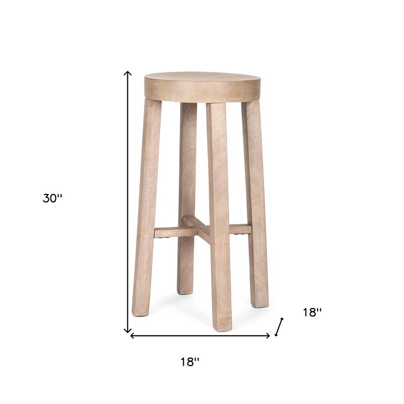 HomeRoots 30" Natural Solid Wood Backless Bar Height Bar Chair