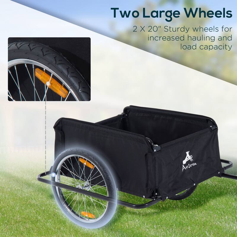 Aosom Bike Cargo Trailer with Removable Cover, Outdoor Hitch Wagon Bicycle Trailer with Two 20in Wheels, Red