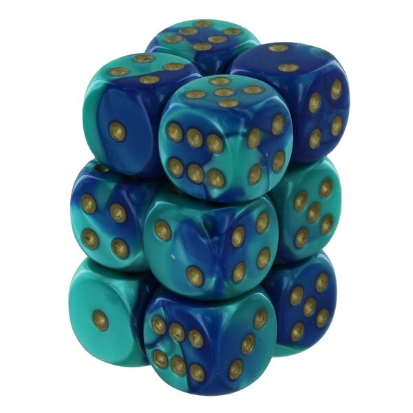 Chessex Gemini Blue-Teal/Gold 16mm Dice Block (12) - Bed Bath