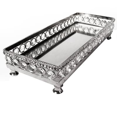 Heim Concept Sparkle Vanity Mirror Tray with Beaded Crystals