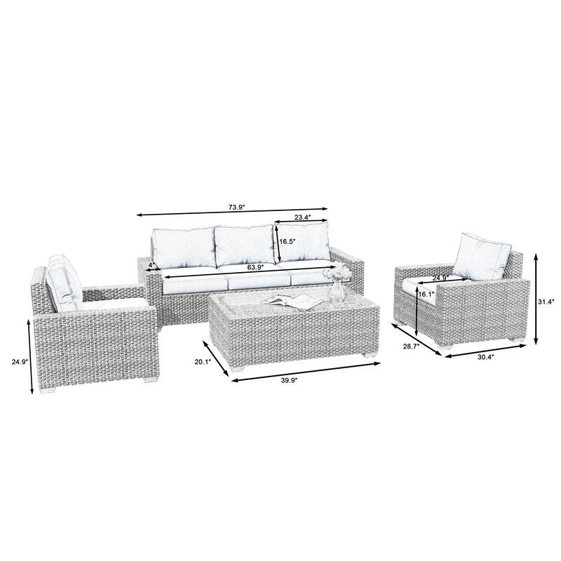 6 Pieces Outdoor Patio Sectional Sofa Couch