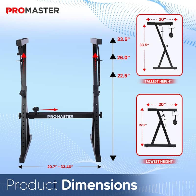 Piano Keyboard Stand - 20-34 Inches Adjustable, Portable, Universal, Foam-Padded Arms, Designed Z Style, Digital Music