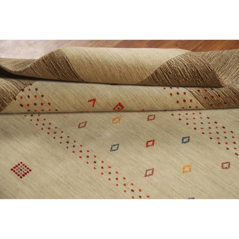 Hand Knotted Oriental 100% Wool Carpet Tribal Tribal Beige & Ivories Gabbeh Area Rug - 7' 6'' X 5' 5''