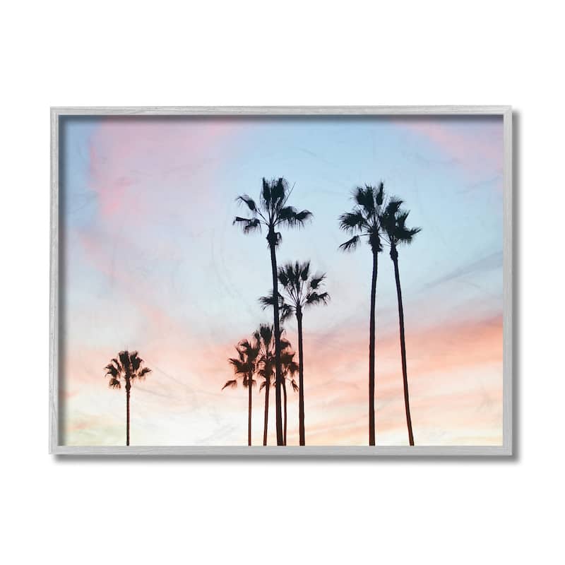 Stupell Sunset Sky with Palm Tree Silhouettes Framed Wall Art - 16 x 20 - Silver