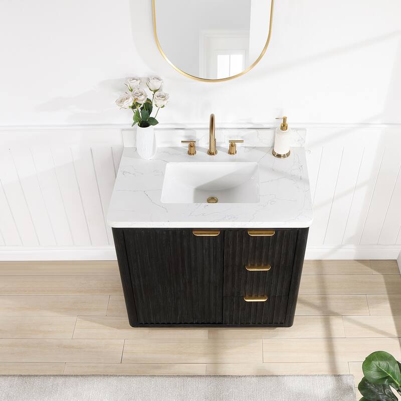 Cadiz Bath Vanity with Composite Stone Top and Mirror