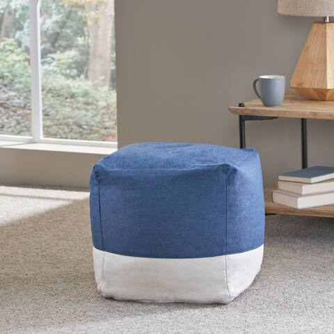 Tattnall Contemporary Two Tone Fabric Cube Pouf by Christopher Knight Home