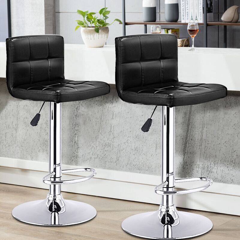 Set of 2 PU Leather Swivel Bar Stools Pub Chairs