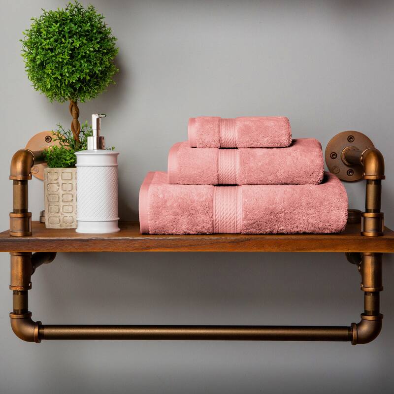 Marche Egyptian Cotton 3 Piece Towel Set by Superior - Tea Rose