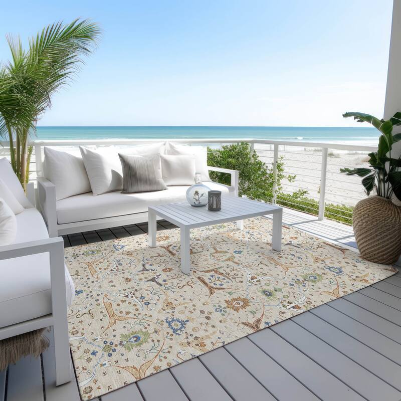 Machine Washable Indoor/ Outdoor Traditional Persian Chantille Rug